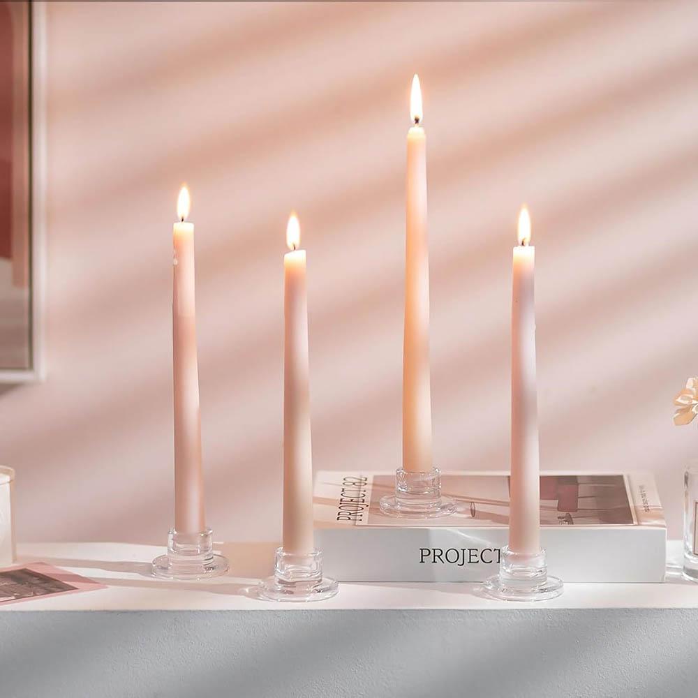 Glass Tapered Candlestick Holders,Small Taper Candle Holders Bulk Clear Candle Sticks Holder Decor for Table Wedding Christmas