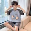 Children's Lightweight Summer Pajama Set, Short-Sleeved Top and Shorts for Older Boys, Perfect for Air-Conditioned Homes