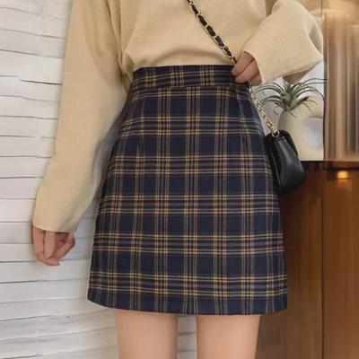 2023 Damen Karorock mit hoher Taille A-Linie - Herbst/Winter Mode, Petite, Hüftlänge, Trendiger Hot Girl Style
