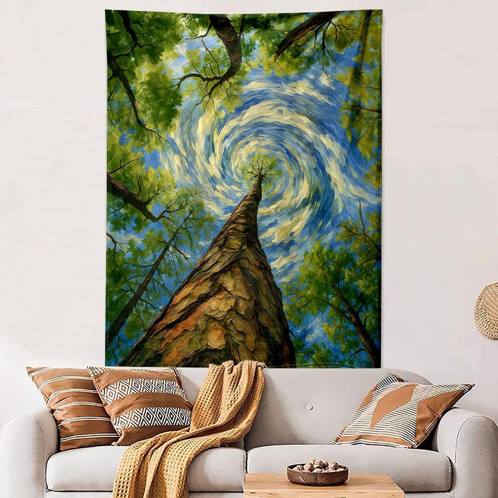 "Whimsical Forest Spiral Art Design" Patterned Tapestry Home Decor, Suitable for Bedroom and Living Room, Gift