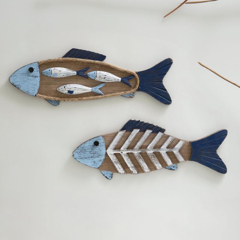 3D-Fisch-Wandanhänger im mediterranen Stil für Hotel- und Flurdekoration