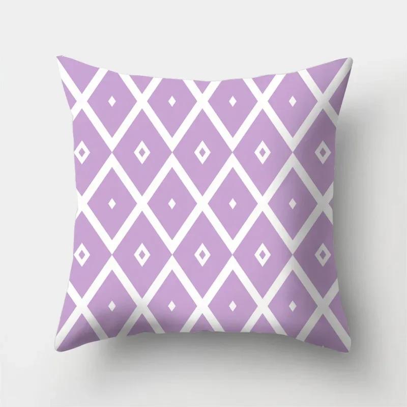 Purple Geometric Pattern Decorative Cushion Cover 45X45Cm Pillow Case For Sofa Home Decor Living Room Pillowcase