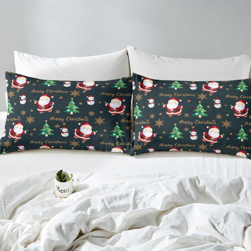 Cartoon Weihnachtsmann Dreiteiliger Bettbezug 3D Digitaldruck Bettwäscheset Bettdecke