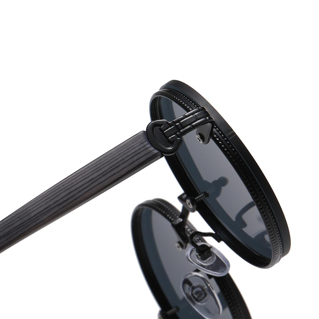 Individuality Anti-glare Sunglasses American Classic Metal Round Frame Sunglasses Punk Metal Wooden Leg Women's Sunglasses Men's Sunglasses