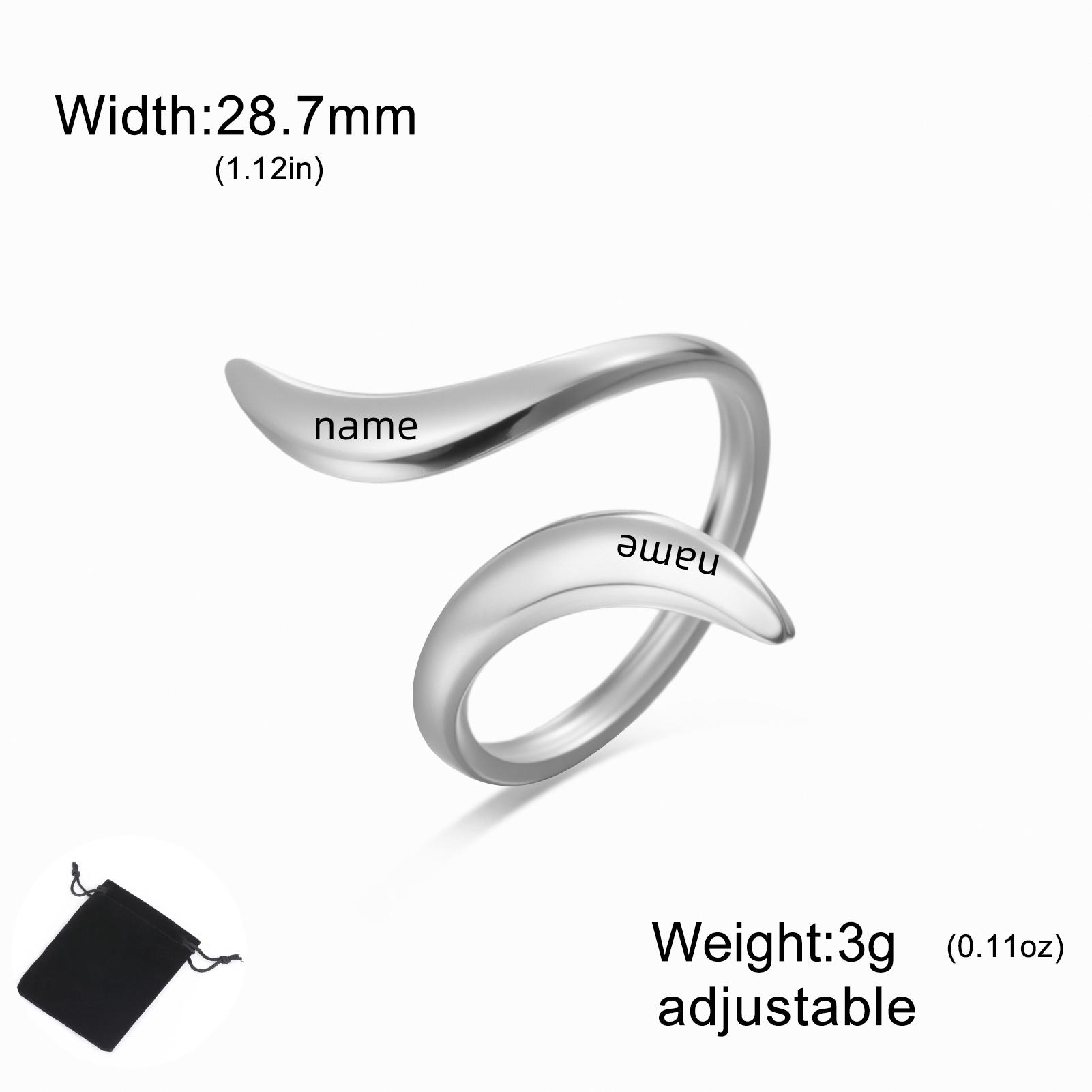 Customized Name Text Geometric Lines Serpentine Opening Ring Stainless Steel Irregular Geometry Women s Ring Jewelry Gift resizable