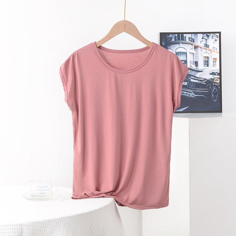 Damen Sommer Locker Übergröße Einfaches Dünnes T-Shirt Einfarbig Bequeme Unterzieh-Tops