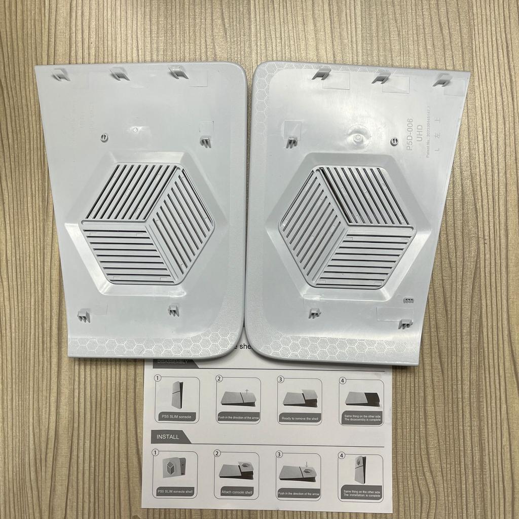 Čelní panel konzole PS5 Slim, levý a pravý horní kryt, bílý náhradní boční kryt s chladicími otvory, prachotěsné krycí desky z ABS plastu