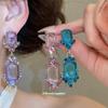 Square Diamond Irregular Necklace Earrings Set Design Sense Unique Light Luxury Dress Exquisite Jewelry Women