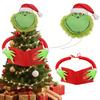 Striking Christmas Centerpiece Green Elf Reading Book Tree Topper Plush Head Eye-catching Arm Treetop Ornament for Farmhouse Holiday Party Decor