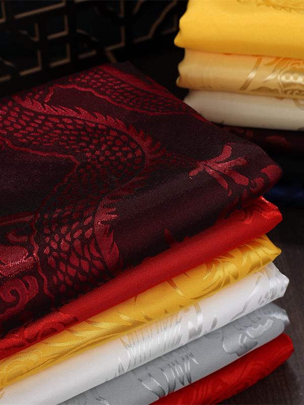 Phoenix Dragon Jacquard Silk Satin Fabric for Hanfu and Tang Suit Costumes