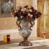 European High-end Home Ornament Retro Luxury Resin Decoration Ornament House Living Room Artificial Flowers Vase