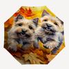 1pc Puppies Fall Leaves Automatic Open/close Umbrella, 8-Rib Sturdy Structure, Portable Travel Umbrella, Parties, Everyday Use,28