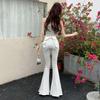 3D Bowknot Denim Pants - Women's High Waist European Style Slim Bell Bottoms for Summer