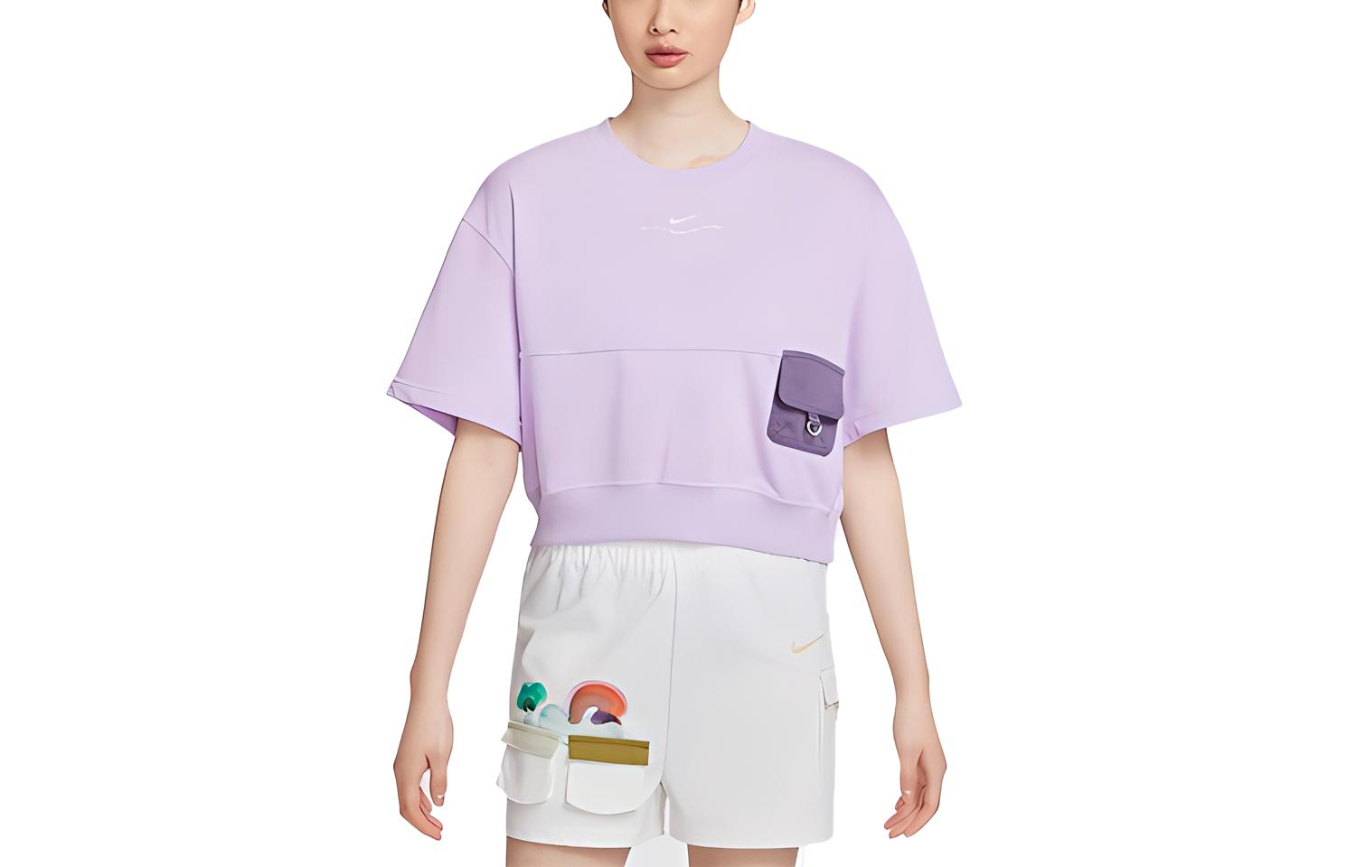 

Nike Drop Shoulder Sleeve T Shirt Women s Lavender HF6176-517 XL