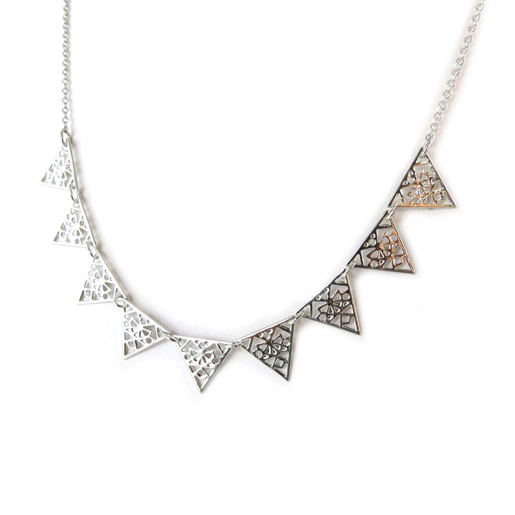 Les Trésors De Lily [N8789] - Silver 'Cléopatra' Designer Necklace (triangles)