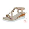 2025 Summer Women Sandals Floral Print Bohemian Sandals Wedge Thick Sole Elevated Elastic Strap Open Toe Hollow Ladies Sandals