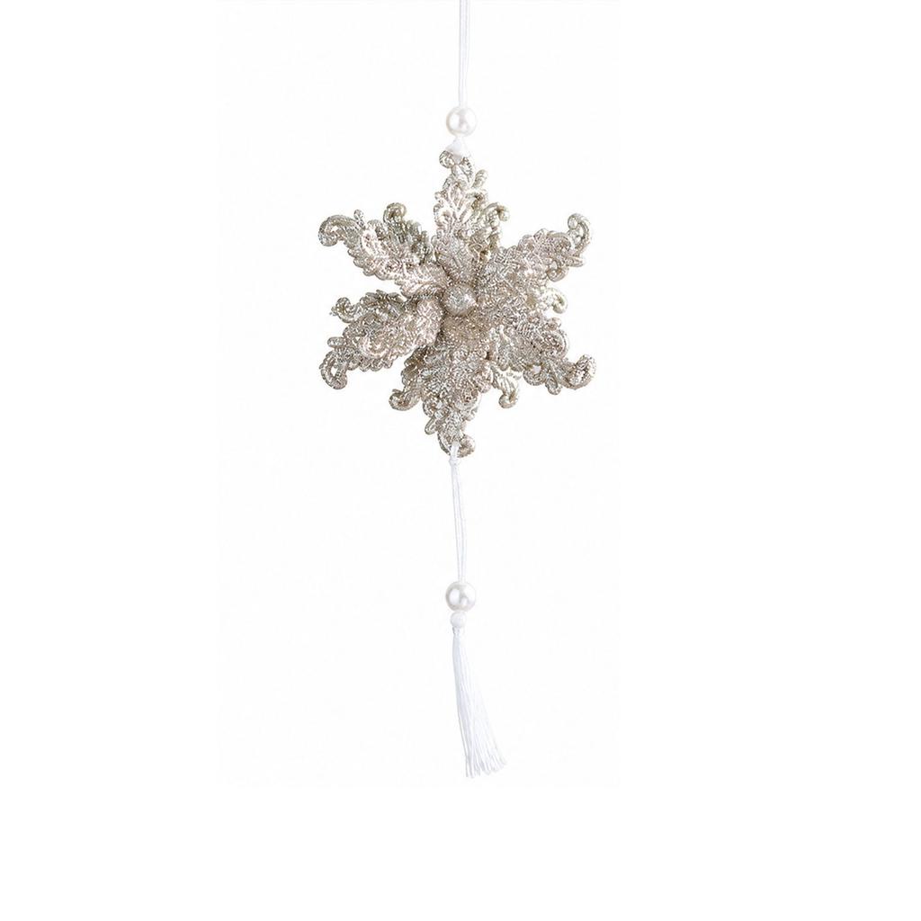 Christmas Tree Decorations, Glitter Hollow Snowflake Heart and Butterfly Hanging Ornaments, Tassel Flower