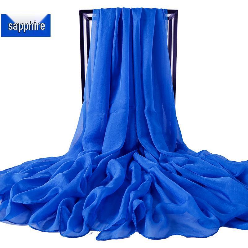 

Extra Long 3m x 2.3m Solid Color Chiffon Silk Scarf: Sun Protection & Travel Beach Towel Shawl 160cm x 150cm