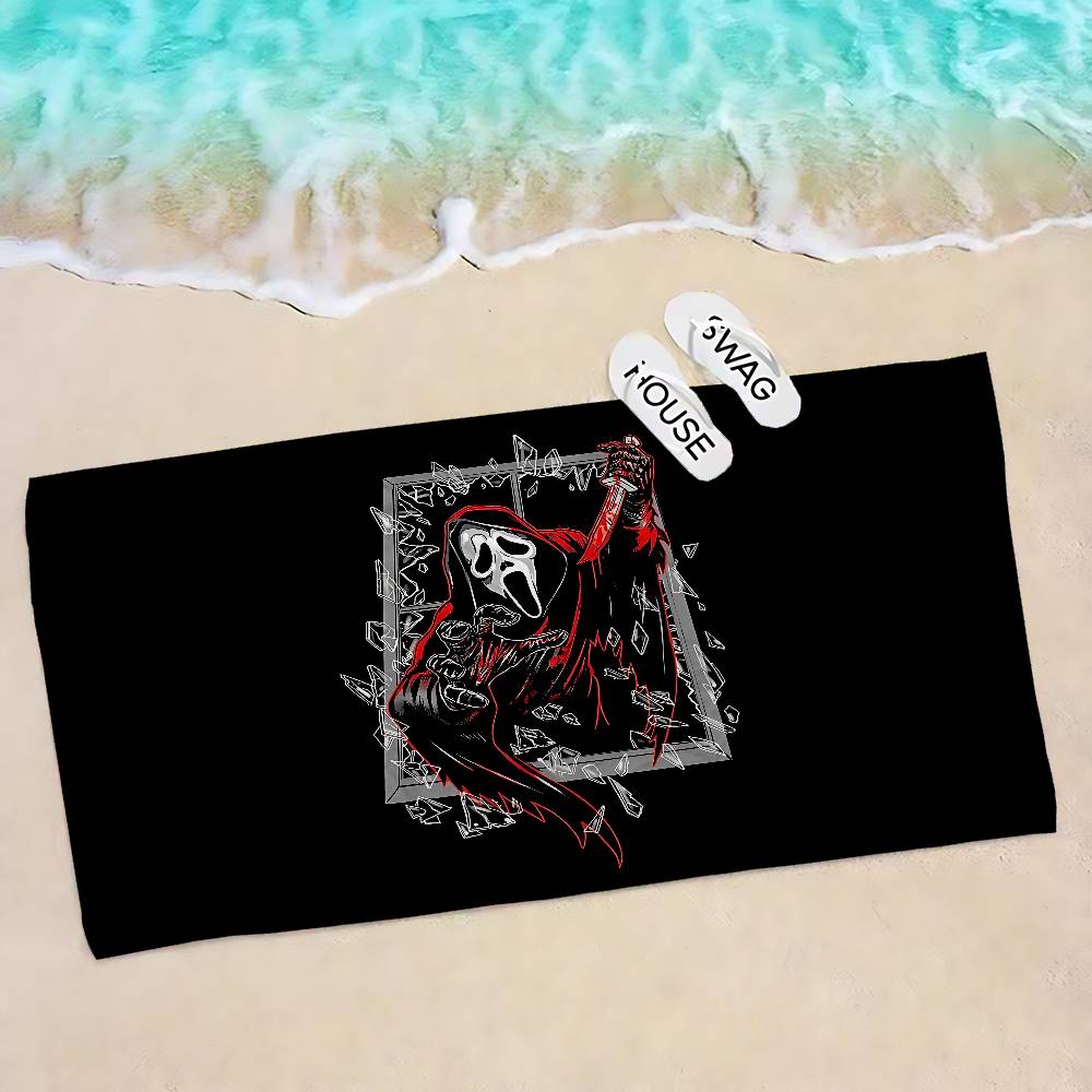 S-SCREAMS Horror Movie Microfiber Printed Beach Towel Mountain Climbing Yoga Beach Swimming Running Absorbent Soft Towel