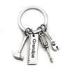 Dad Letters Keychains Creative Hammer Screwdriver Wrench Keyring Handbag Decor Tassel Hanging Pendant Father's Day Gifts