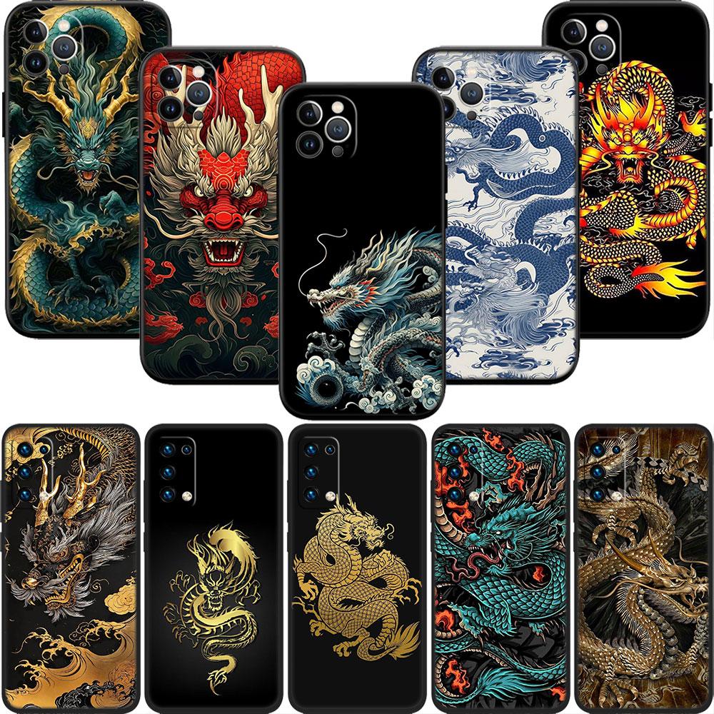 LO25 Chinese Dragon Soft Shell Phone Case for iPhone SE X XS XR 11 16E 17 Pro Max Air 8 7 6 6s Plus