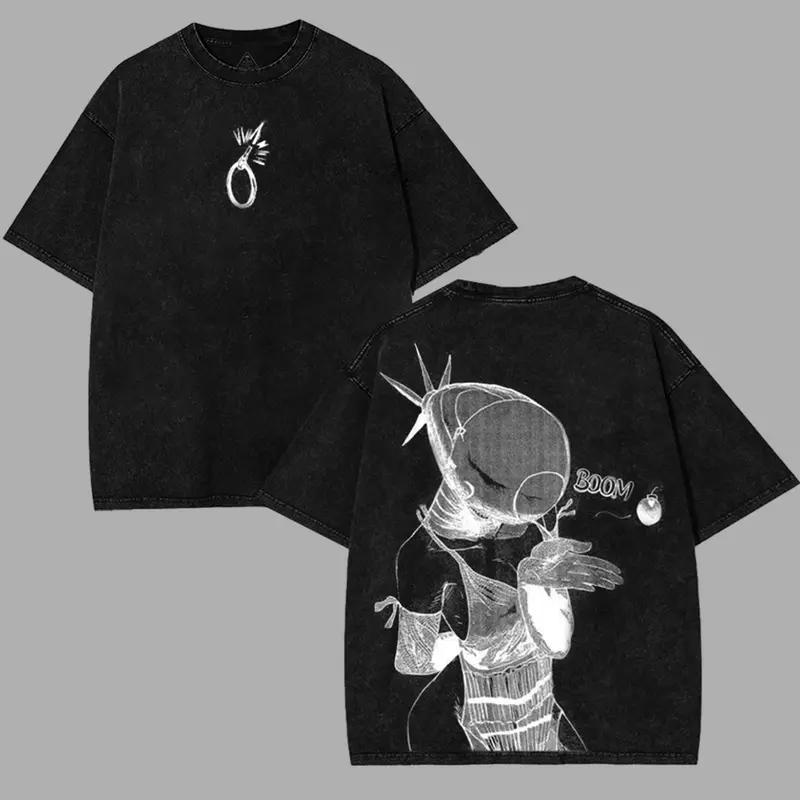 

Футболка с принтом Chainsaw Man Reze для мужчин и женщин, винтажная выстиранная футболка, оверсайз, хлопковая футболка, одежда с коротким рукавом, футболка в стиле Харадзюку S