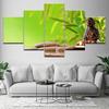 The little Buddha and green leaves 5 Piece HD Wallpapers Art Canvas Print modern Poster Modular art painting Home Decor
