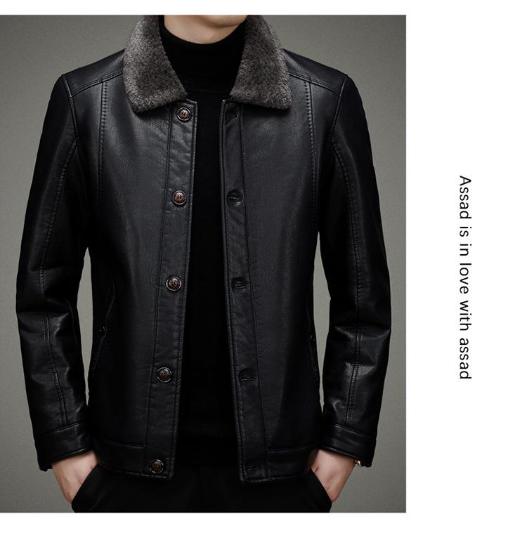 Pierre Cardin Men's Winter Sheepskin Leather Jacket with Fur Lining