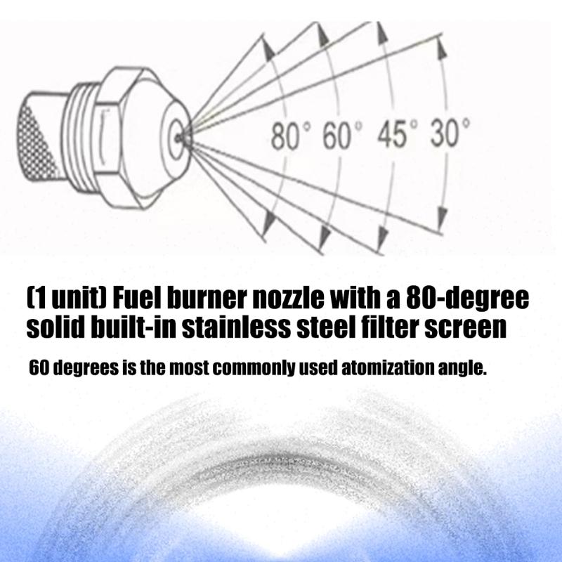 80 Degree Copper Fuels Burners Nozzle With Build In Stainless Steel Filter For Industrial Boilers And Heating Equipment
