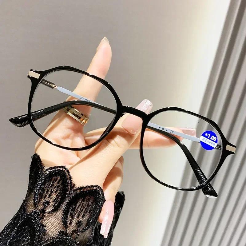 

Fashion Transparent Round Frame Reading Glasses High-definition Elderly Anti-blue Light Presbyopia Finished Hyperopia Eyeglasses 0 чорний