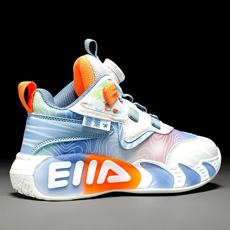 

2025 новая детская баскетбольная обувь вращающаяся кнопка обувь для мальчиков весенняя спортивная обувь для мальчиков старшего возраста бархатные хлопковые туфли тренд 40