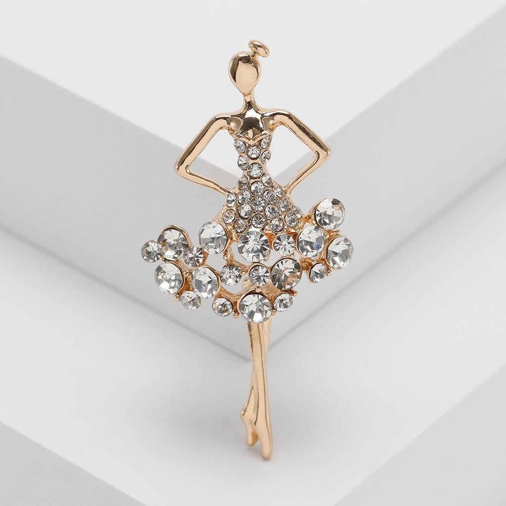 Diamond-Encrusted Ballet Girl Brooch, Temperament Clothing Accessories Pin Brooch