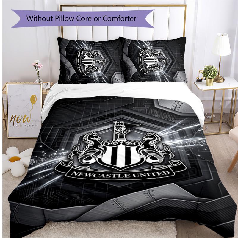Set Lenzuola Stampato Newcastle United Football 3 Pezzi, Comodo Set Copripiumino per Camera da Letto Amico della Pelle