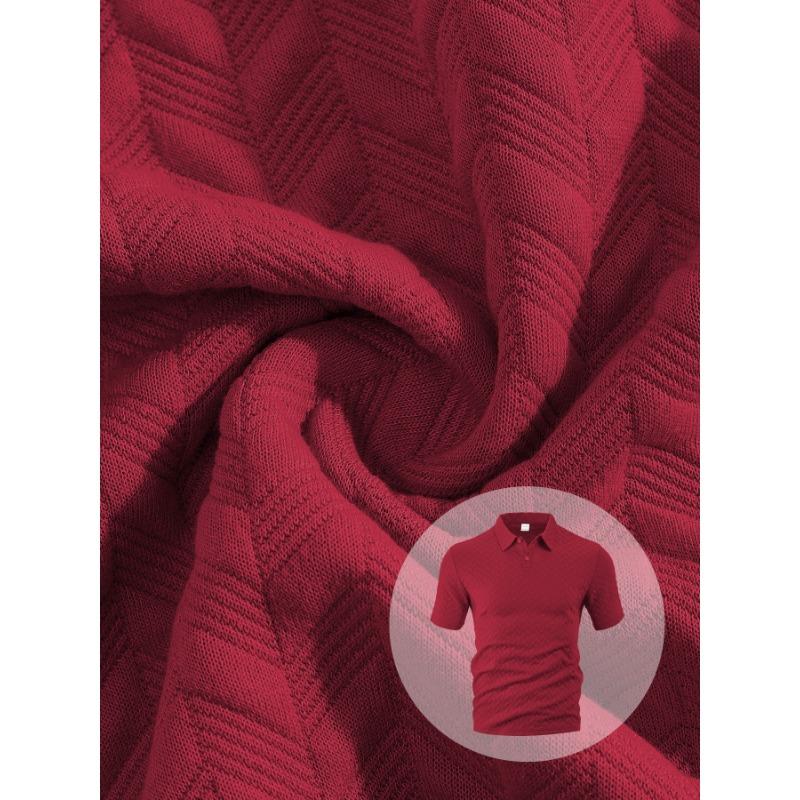 Men Jacquard Fabric Polo Shirt Summer Thin Breathable Moisture Wicking Short Sleeve T Shirt