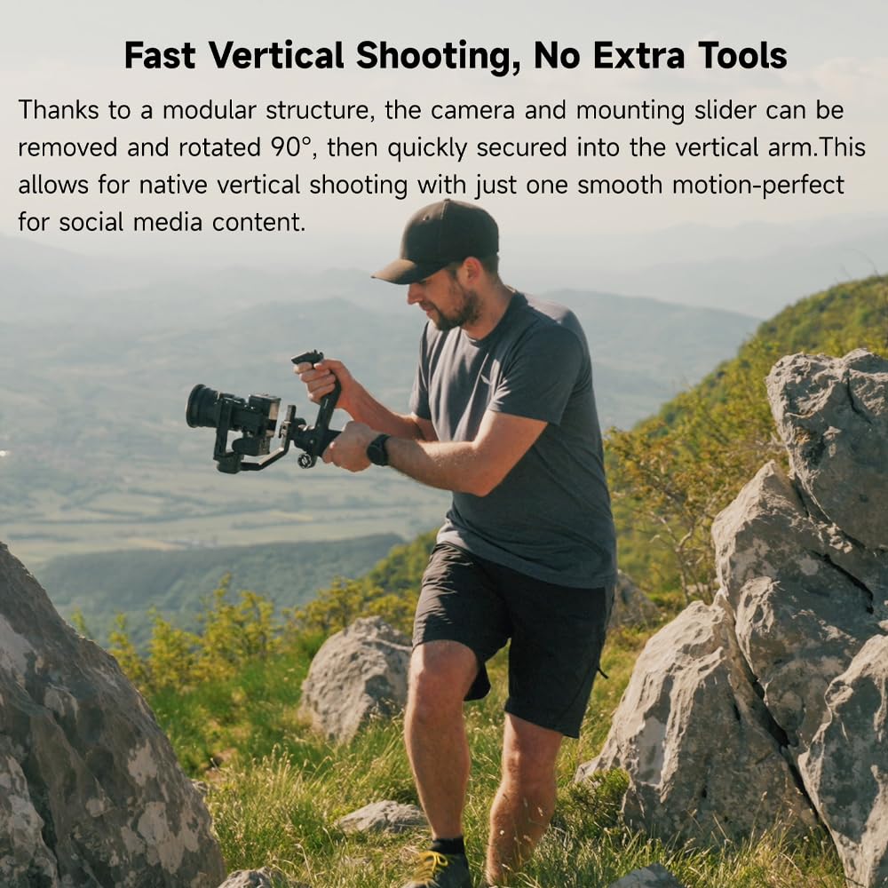 FeiyuTech SCORP 3 Camera Gimbal with AI Detachable Remote Control Max Camera Bluetooth Shutter and Portrait Mode Built-in Tracker, Handle, 3.5kg