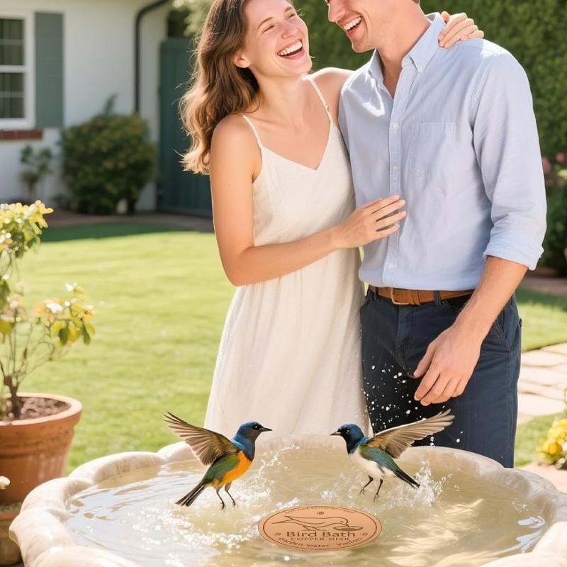Passivated Copper Birdbath Purifier Disc 3 Leg Design Maximizes Water Contact Prevents Green Build Up Efficiently