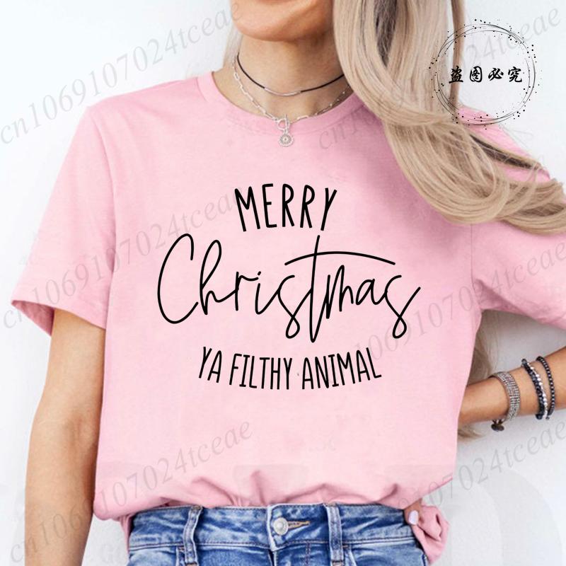 Fashion New Merry Christmas Ya Filthy Animal TShirt Unisex Unisex TShirt Christmas Saying Harajuku Streetwear TShirt Casual Tops