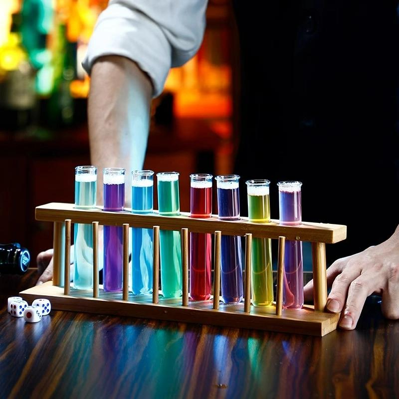 6-12 Pezzi Provette Bicchiere da Shot Rack in Legno per Provette Set Creativo di Bicchieri da Cocktail Accessori per Bar Feste