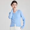 Gu Bang color blocking knitted sweater for women in 2026 Spring and Autumn new commuting design, elegant temperament, slimming cardigan jacket
