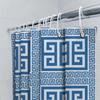 Modern Bathroom Shower Curtain Made Of Polyester Fabric With Blue Geometric Patterns For Waterproof Protection In The Bathtub Ar