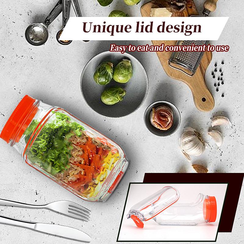Salad Pod Salad Jar Leakproof Portable With Lid Vegetable Jar Lunch Side Opening Can For Office, School, Travel, Camping