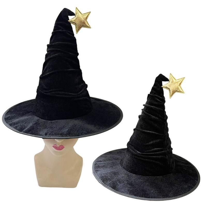 Halloween Wizard Hat Star Witch Hat Witch Caps Wizard Costume Accessories for Masquerade Party Decor Cosplay Props