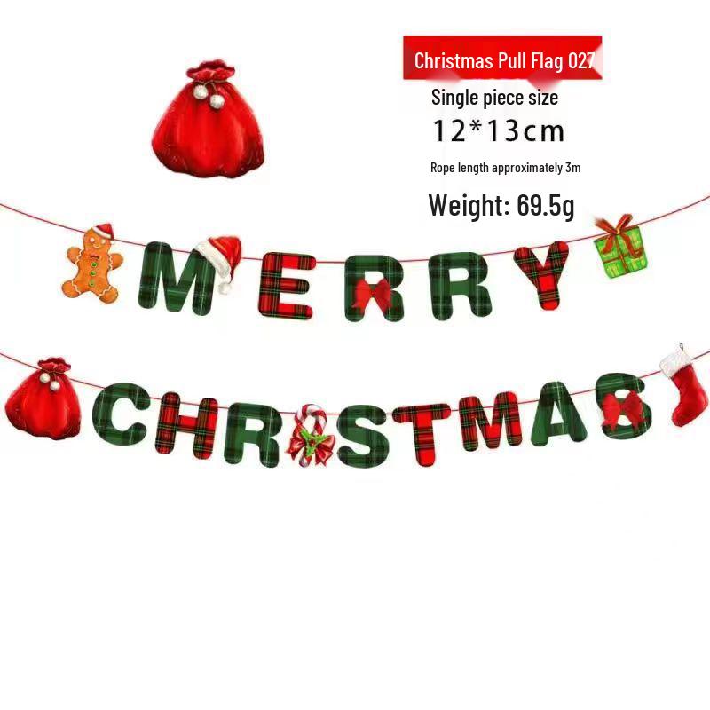 Christmas Felt Hanging Flag Ornament with Santa and Snowman Design