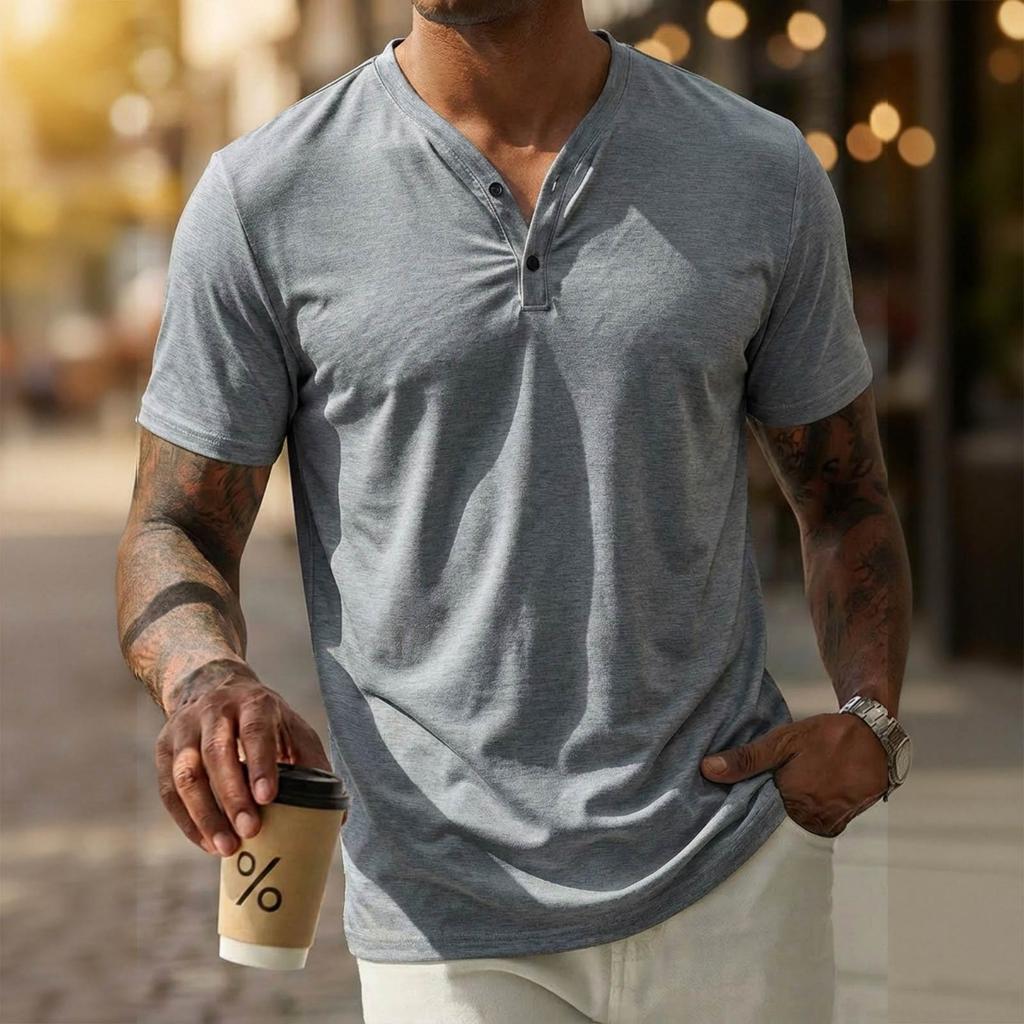 Men's New Lightweight Breathable Fashion V-neck Daily Basic Casual Sports T-shirt