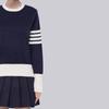 TB Knitted Sweater Women's New Autumn and Winter Same Style Couple's Color Collision Loose College Style Color Blocked Round Neck