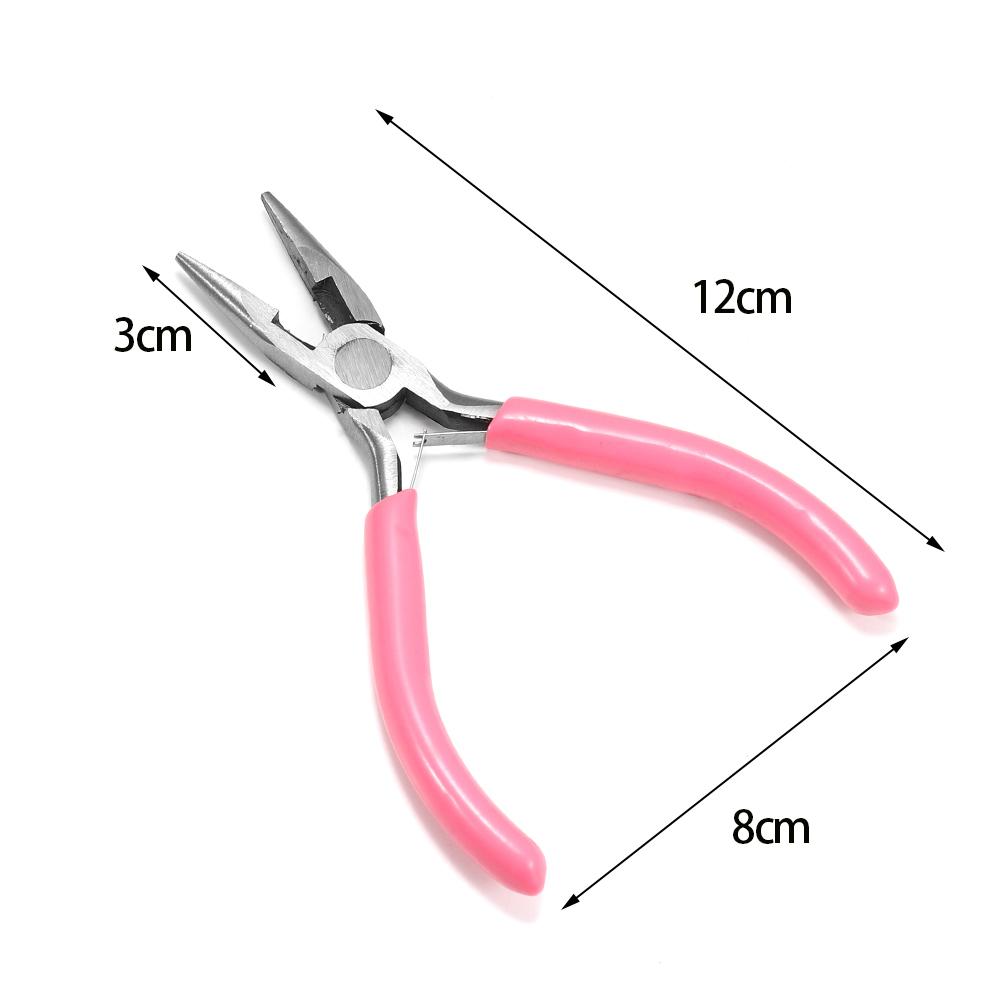 6 Style Pink Pliers Jewelry Making Tool Kits Mix Needle Spoon Tool Round Nose Plier Side Tweezers for Make DIY