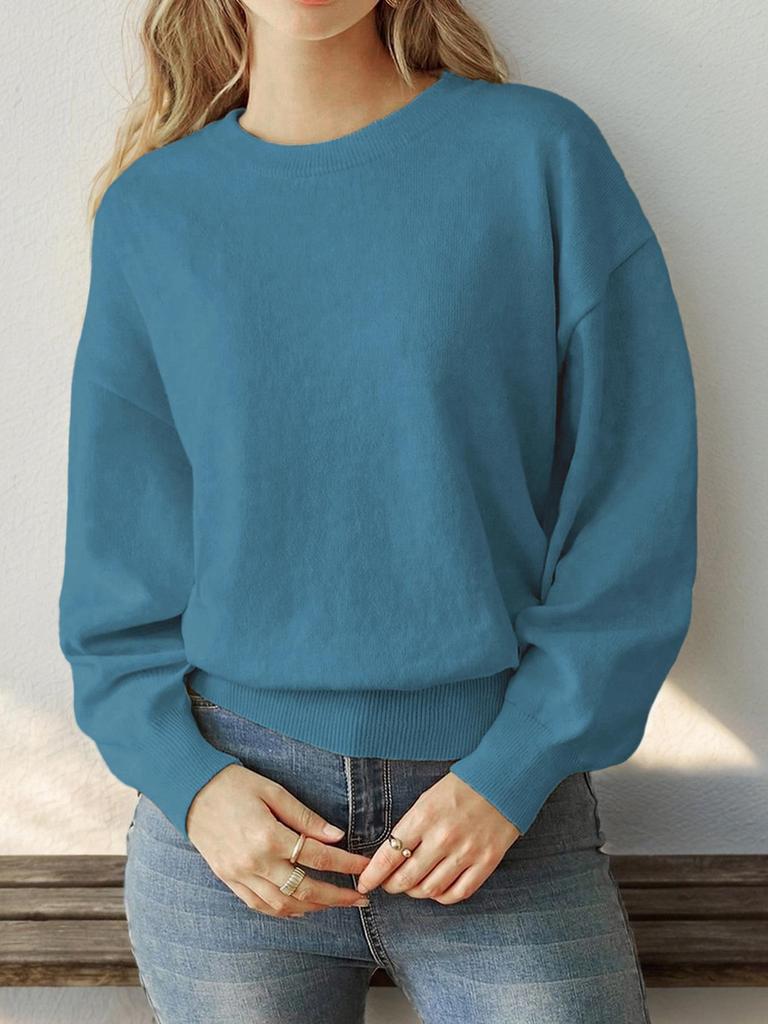 Damenstrickwaren: Herbst Minimalistischer Stil Herz Rundhals-Pullover