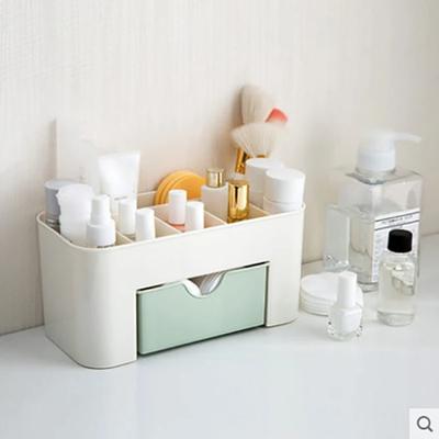 Doppelschichtiger Make-up-Organizer aus Kunststoff, Aufbewahrungsbox, Kosmetikschubladen, Wattestäbchen, Schmuckvitrine, Desktop-Container-Organizer