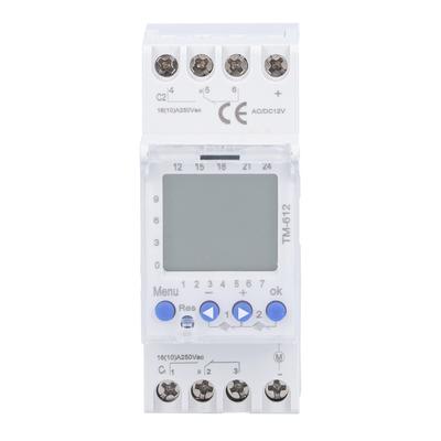 Time Control Switch Intelligent Power Supply Guide Rail Timer TM612 2‑Output DC12V