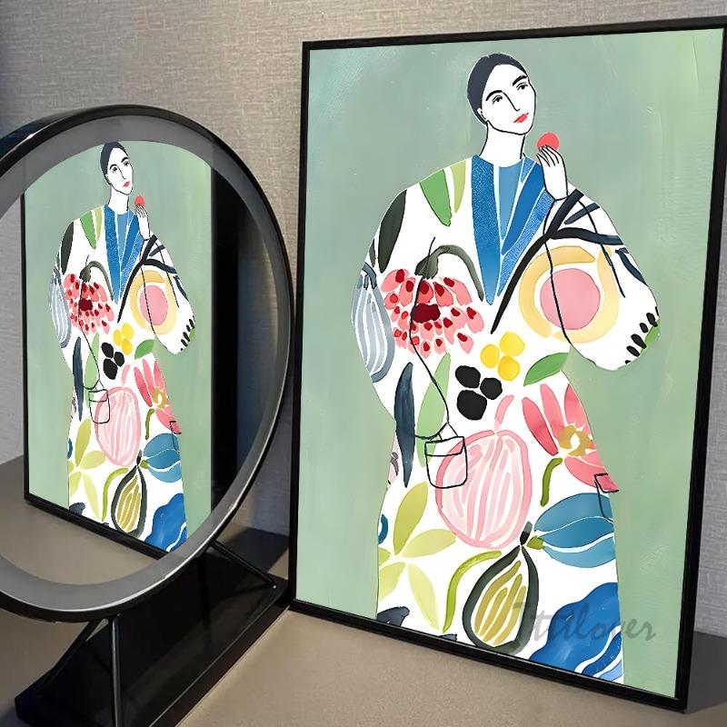 1pc Green Botanical Vase La Mela Van Gogh Abstract Line Poster Paper Print Home Bedroom Entrance Art Painting Decoration